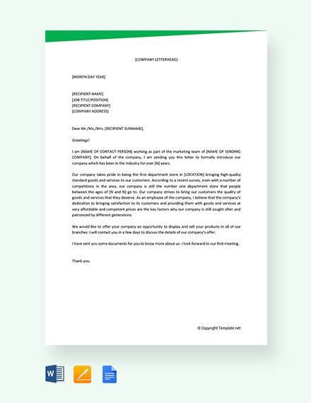sample business introduction letter templates   ms word