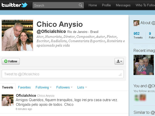 Twitter Chico Anysio (Foto: Reprodução de internet)