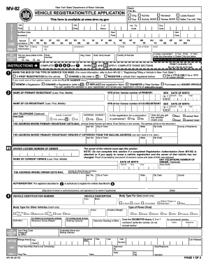 2012 Form NY MV-82 Fill Online, Printable, Fillable, Blank ...