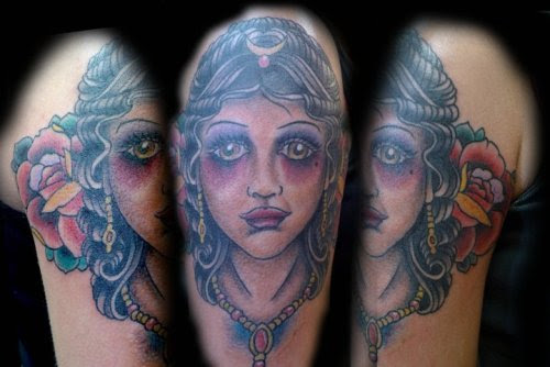 woman with tattoo