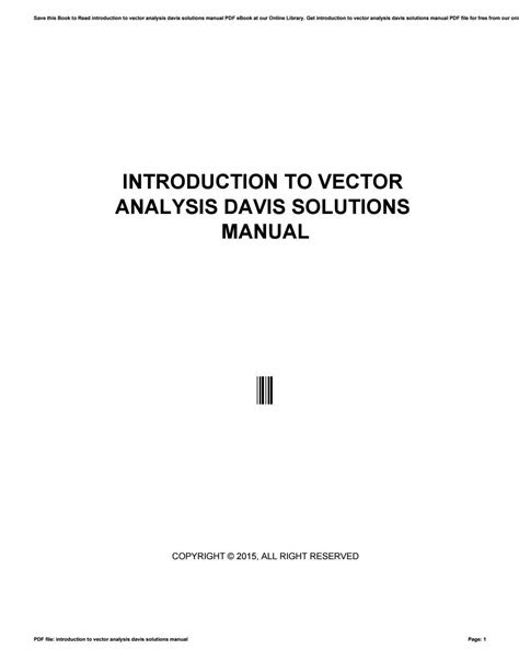 PDF Introduction To Vector Analysis Davis Solutions Manual