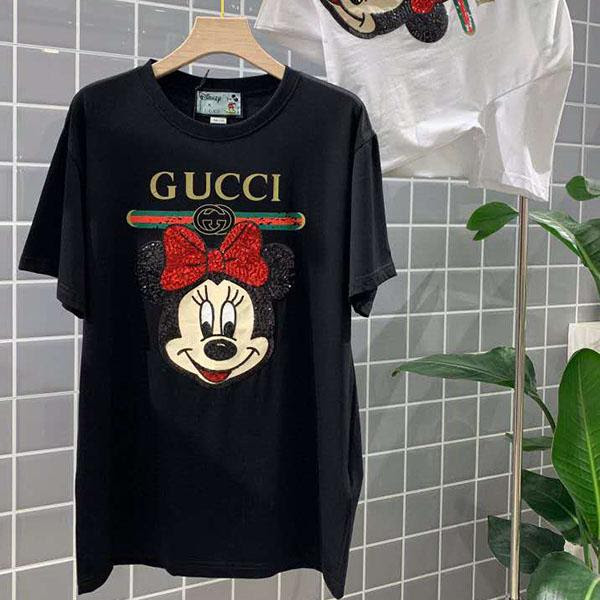 男女兼用 ミッキーマウス半袖 Gucciカップル服 夏 トップス カジュアル コットン