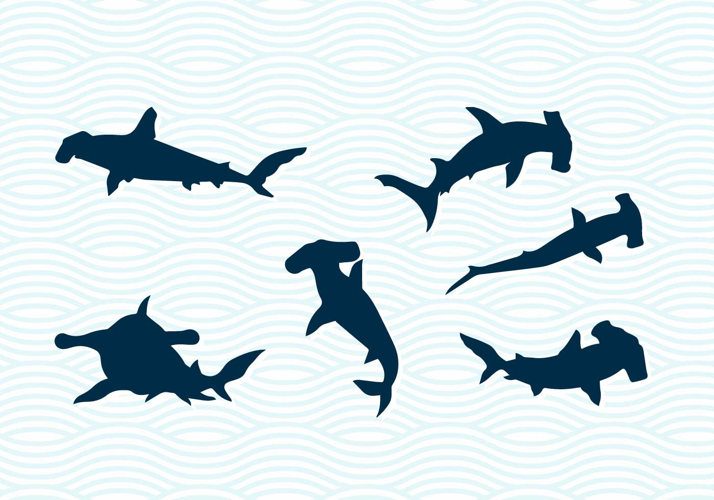 Hammerhead Sharks Vector Silhouettes - Download Free ...