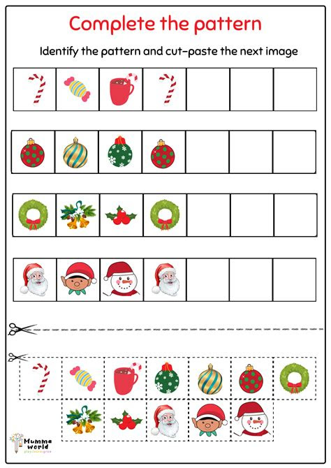  christmas themed pattern worksheet 3 mumma world