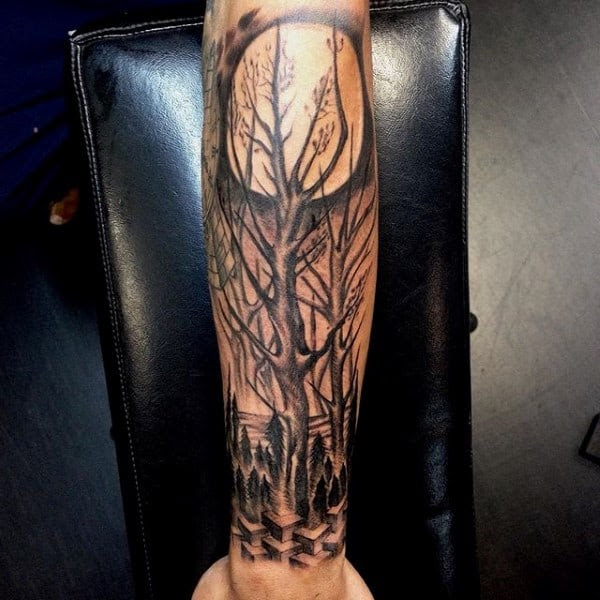 tree tattoo leg sleeve