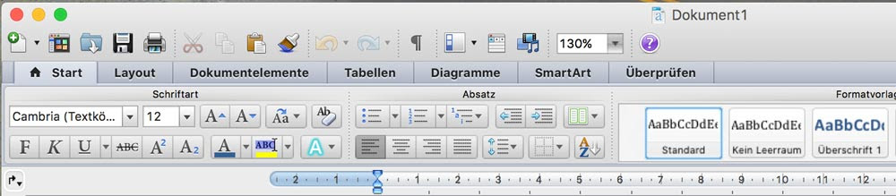 Die Word Oberfläche