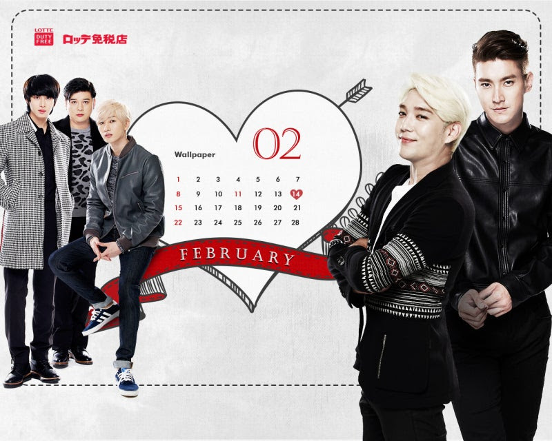 Super Junior ロッテ免税店 15年2月 カレンダー Pc背景壁紙 高画質画像 K Pop Bigbang Twice Exo 防弾少年団 東方神起 Super Junior最新情報