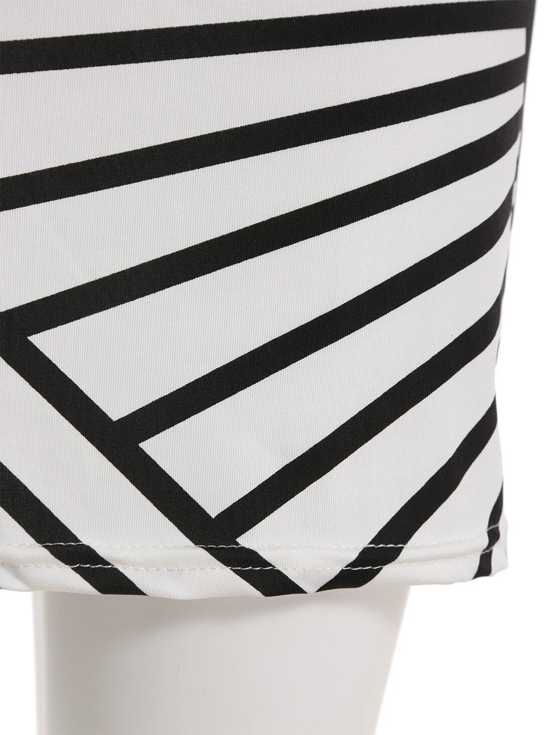 Strapless Ruffle Trim Striped Bodycon Dresses