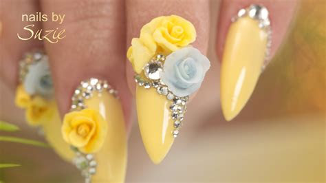spring nails  acrylic flowers complete nail build