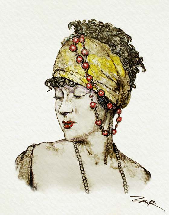 Zar Zahariev Art Deco Illustrations 6 Zar Zahariev Illustrations : Belle Dame au Chapeau