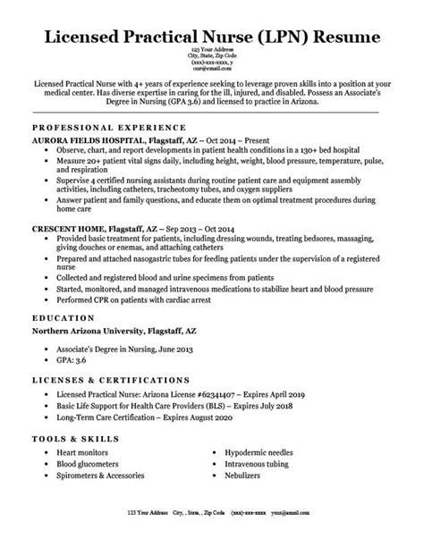 Licensed Practical Nurse (LPN) Resume Sample & Writing
