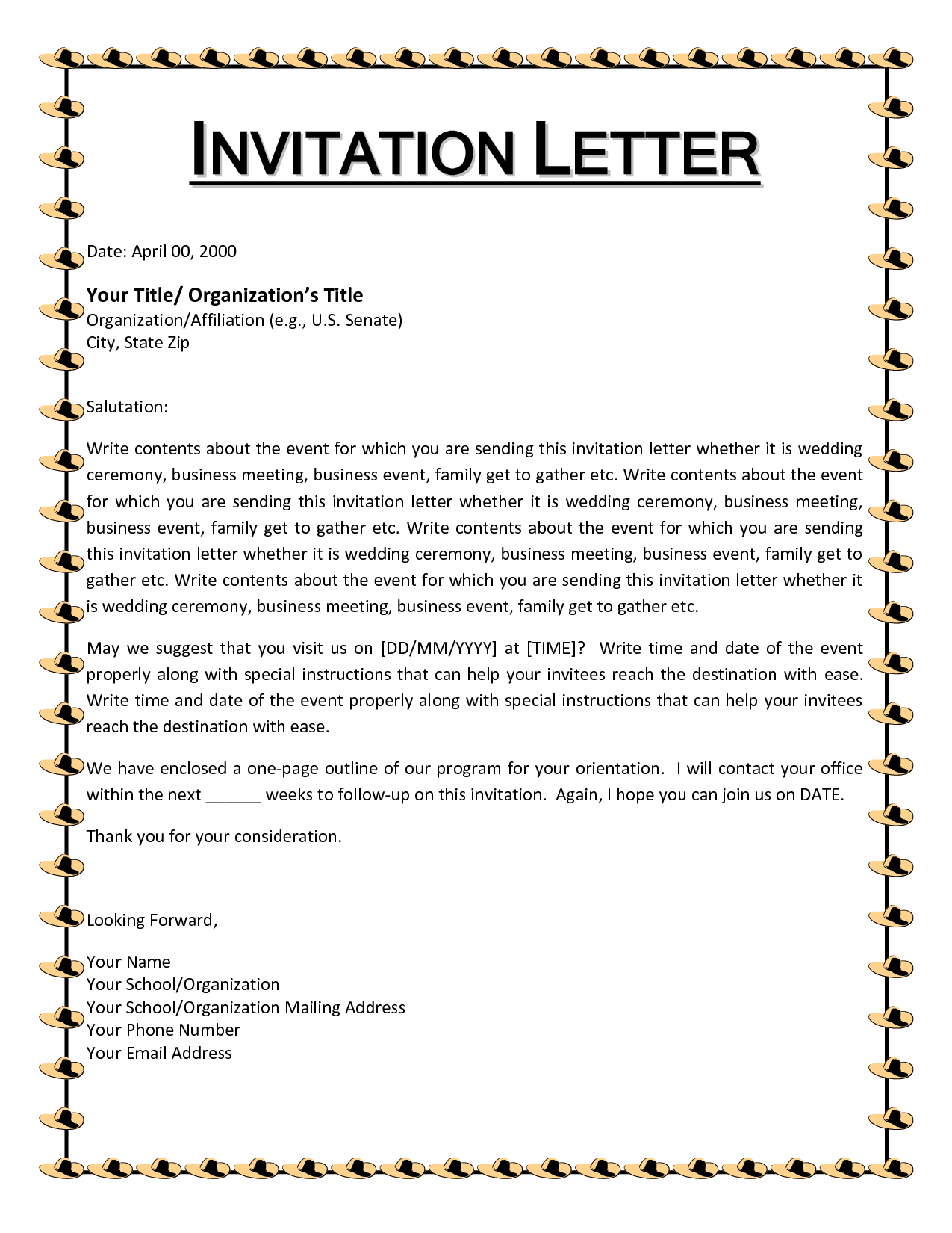 Invitation Letter for Schengen Visa - Letter of Invitation ...