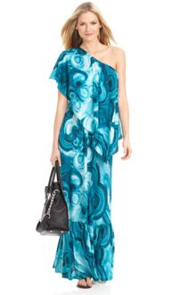  Shoulder Maxi Dress on Michael Kors Blue One Shoulder Maxi Dress