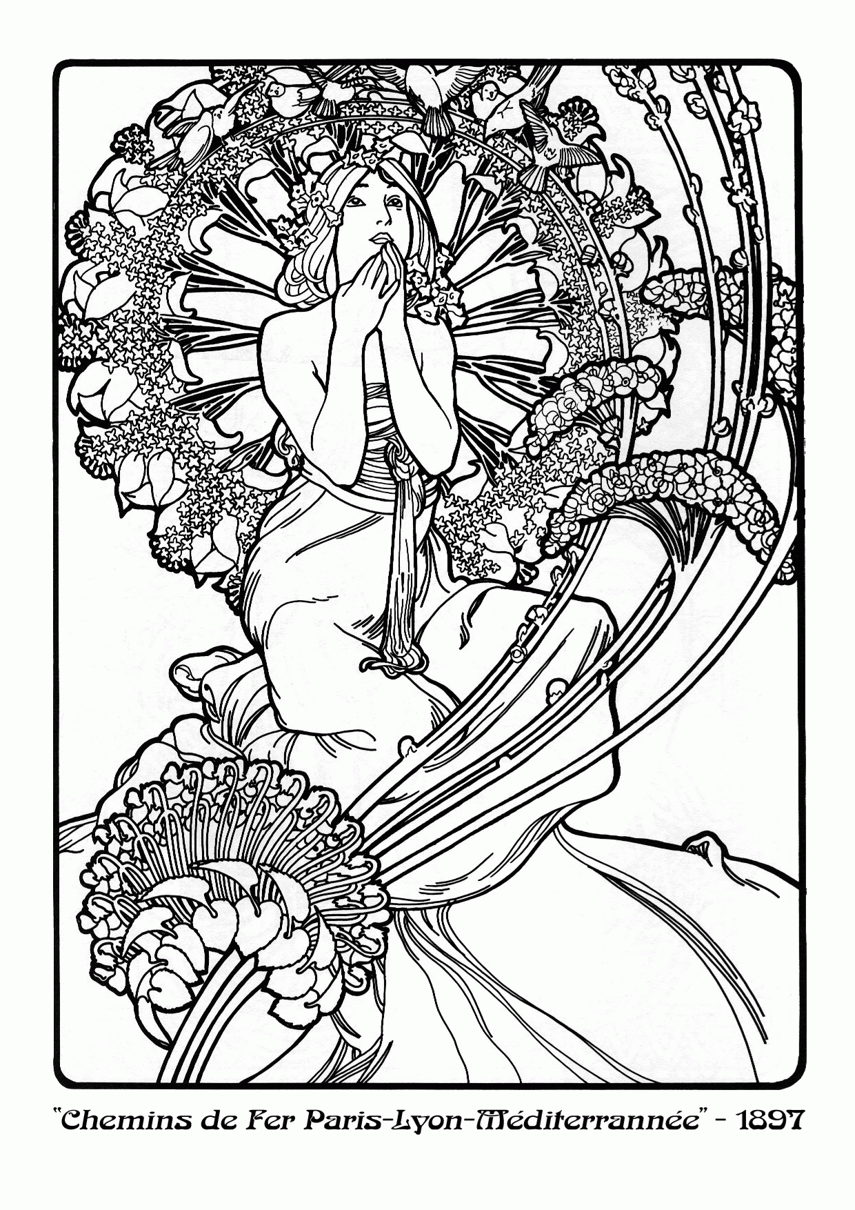 Download Art Nouveau Coloring Page - Coloring Home