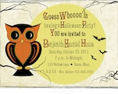 Custom Vintage Halloween Owl Invitations -- Set of 10