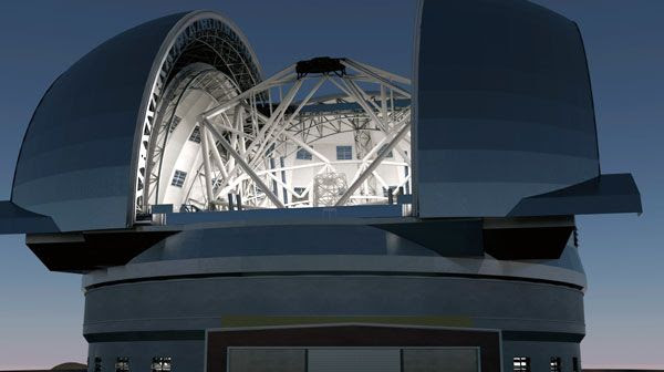 A computer-generated art concept of the European Extremely Large Telescope.