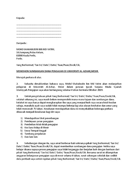 contoh surat rasmi permohonan bantuan pdf