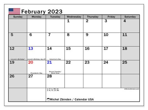 All calendars can be customized in pdf, word, and excel. february 2023 printable calendar 49ms michel zbinden us