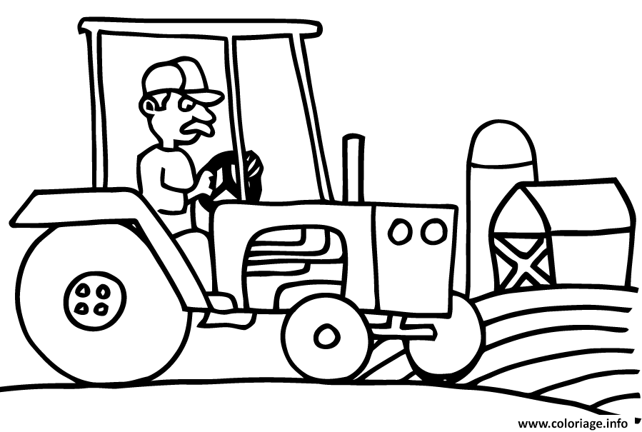 Coloriage Tracteur Agricole Ferme Jecolorie Com