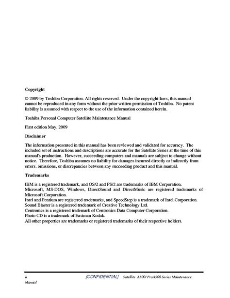 PDF Toshiba Satellite L500 Service Manual