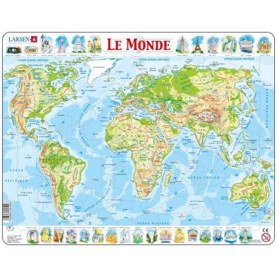 Puzzle Cadre Carte Du Monde En Français 80 Pièces Larsen