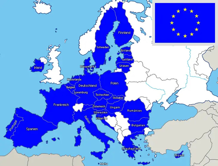 Europäische Union (EU Länder auf der Europakarte)