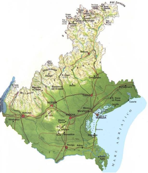 Veneto Cartina Montagne