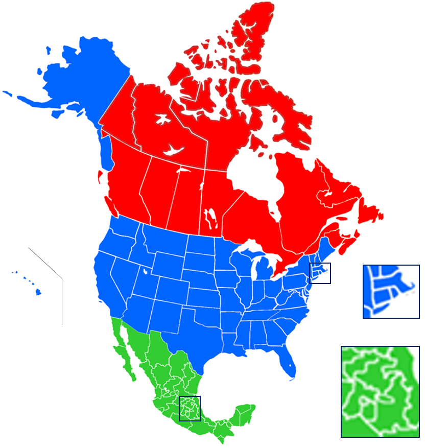 Us Canada Mexico Map US, Canada & Mexico States & Provinces on a map Quiz   By 