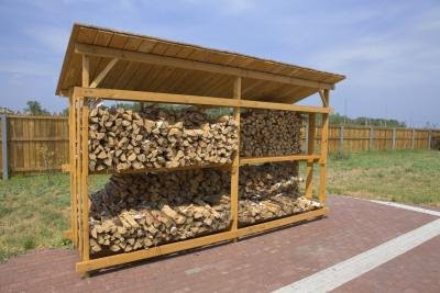 firewood storage structure with angled roof.(slasha/iStock/Getty 