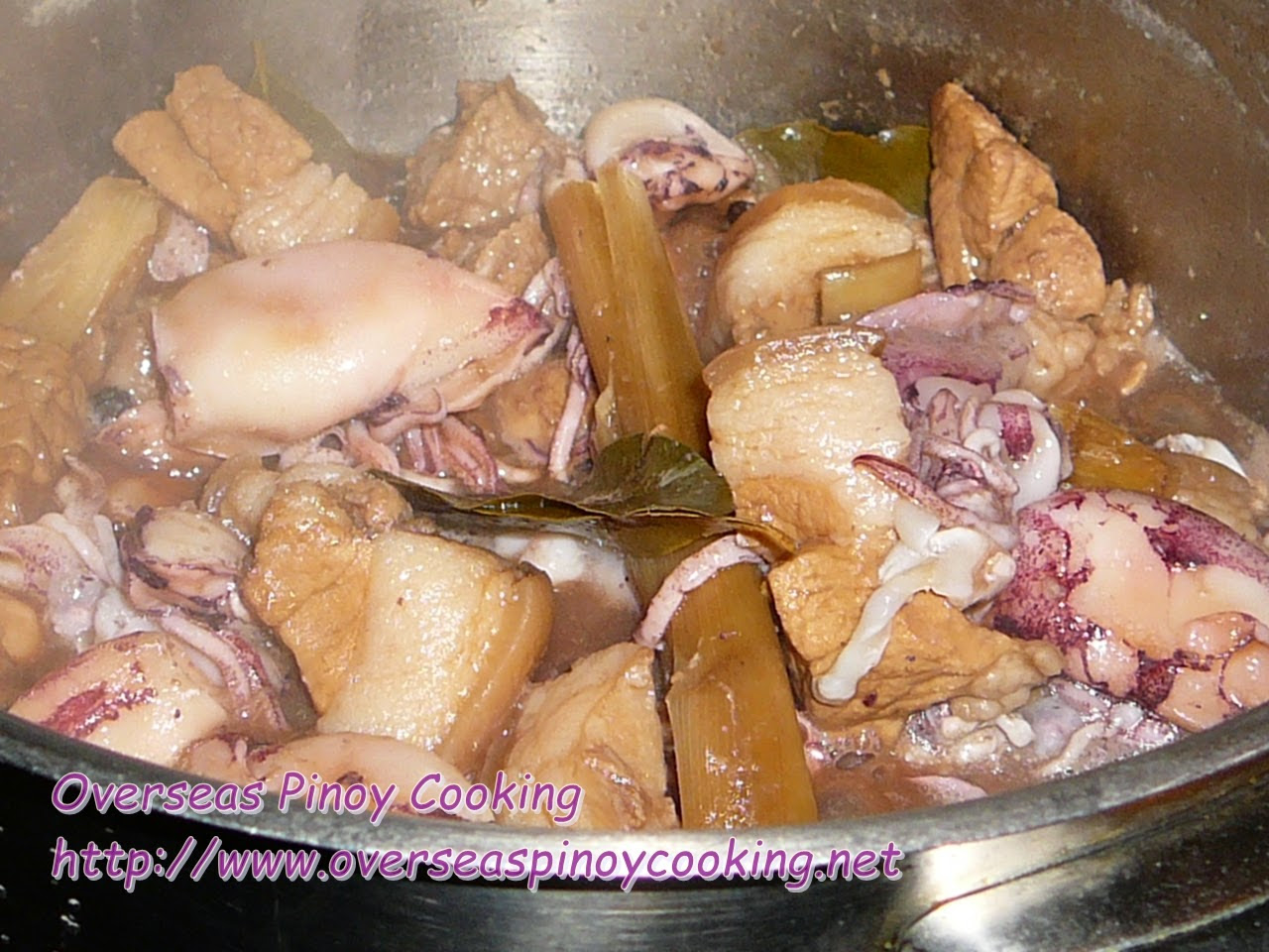 Squid and Pork Adobo - Cooking Procedure