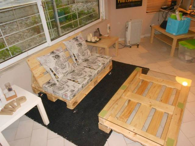 DIY Pallet Sofa, Pallet Living Room Table | Pallet ...