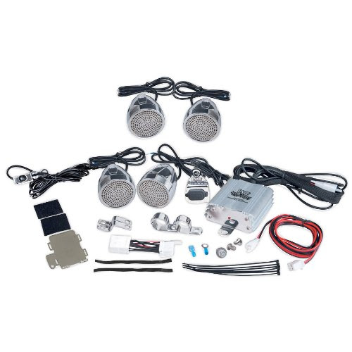 Pyle PLMCA90 1200 Watts Motorcycle/ATV Amplifier with Dual Handle-Bar Mount Weatherproof Speakers, MP3/iPod Input, USB Charger - Set of 4