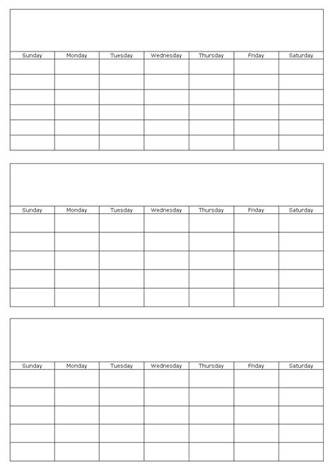  month at a glance blank calendar template