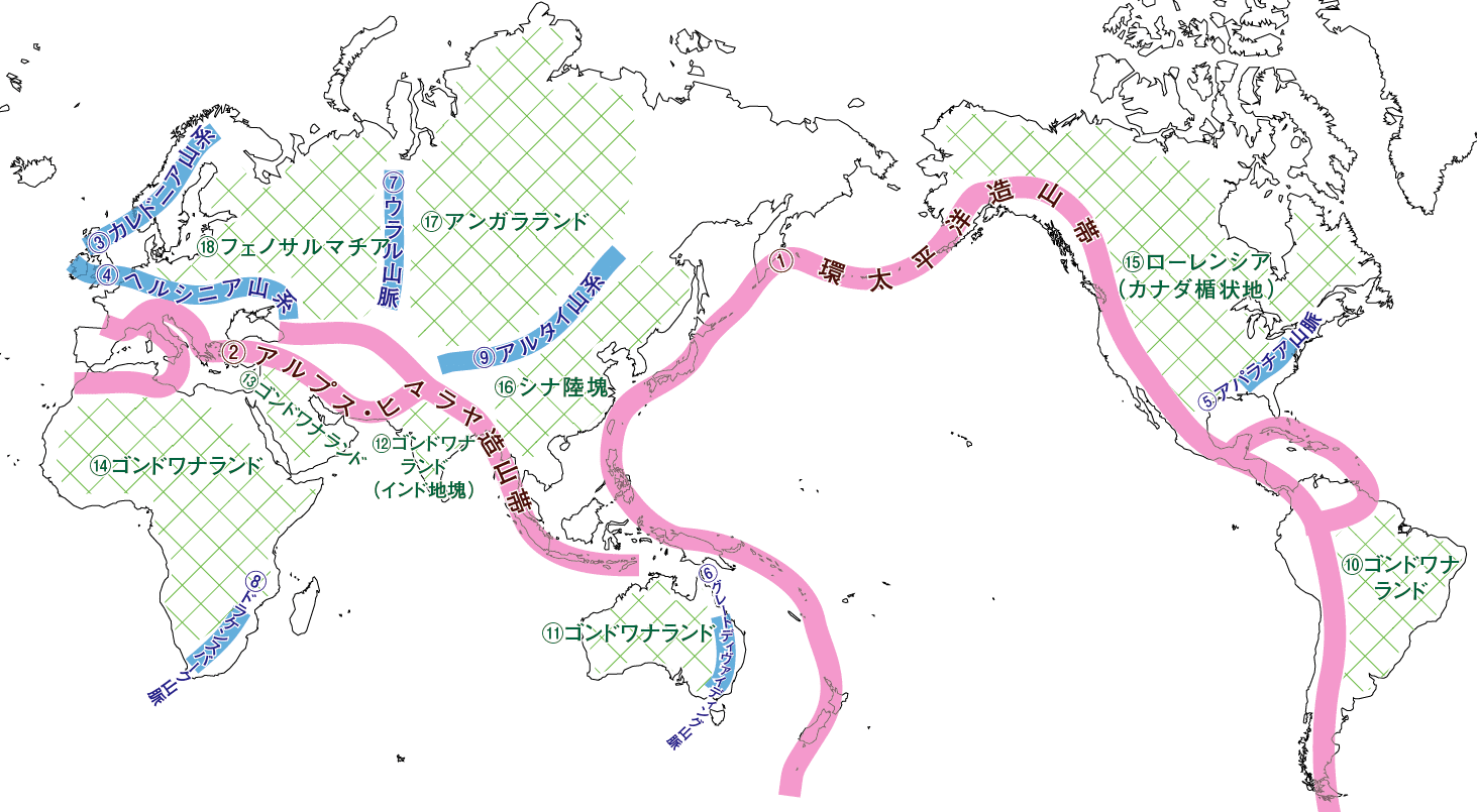 ２ 世界の造山帯と安定陸塊 二階の窓から