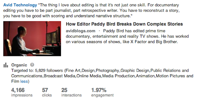 Avid engagement LinkedIn
