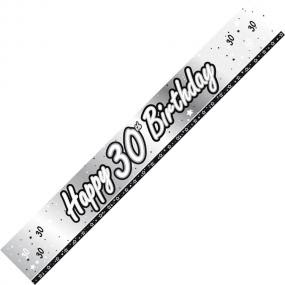 30th Birthday Banner - Black and Silver