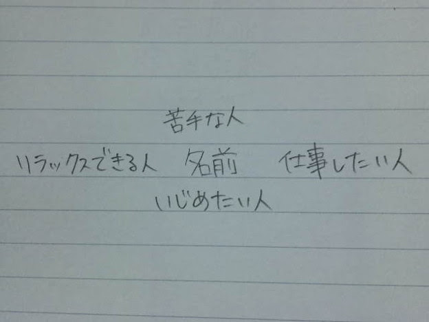 心理テストです 真ん中に自分の名前を書いて下さい 自分の名前の上下左右に友達の名前を書いて下さい 答えは画像にて 写真共有サイト フォト蔵
