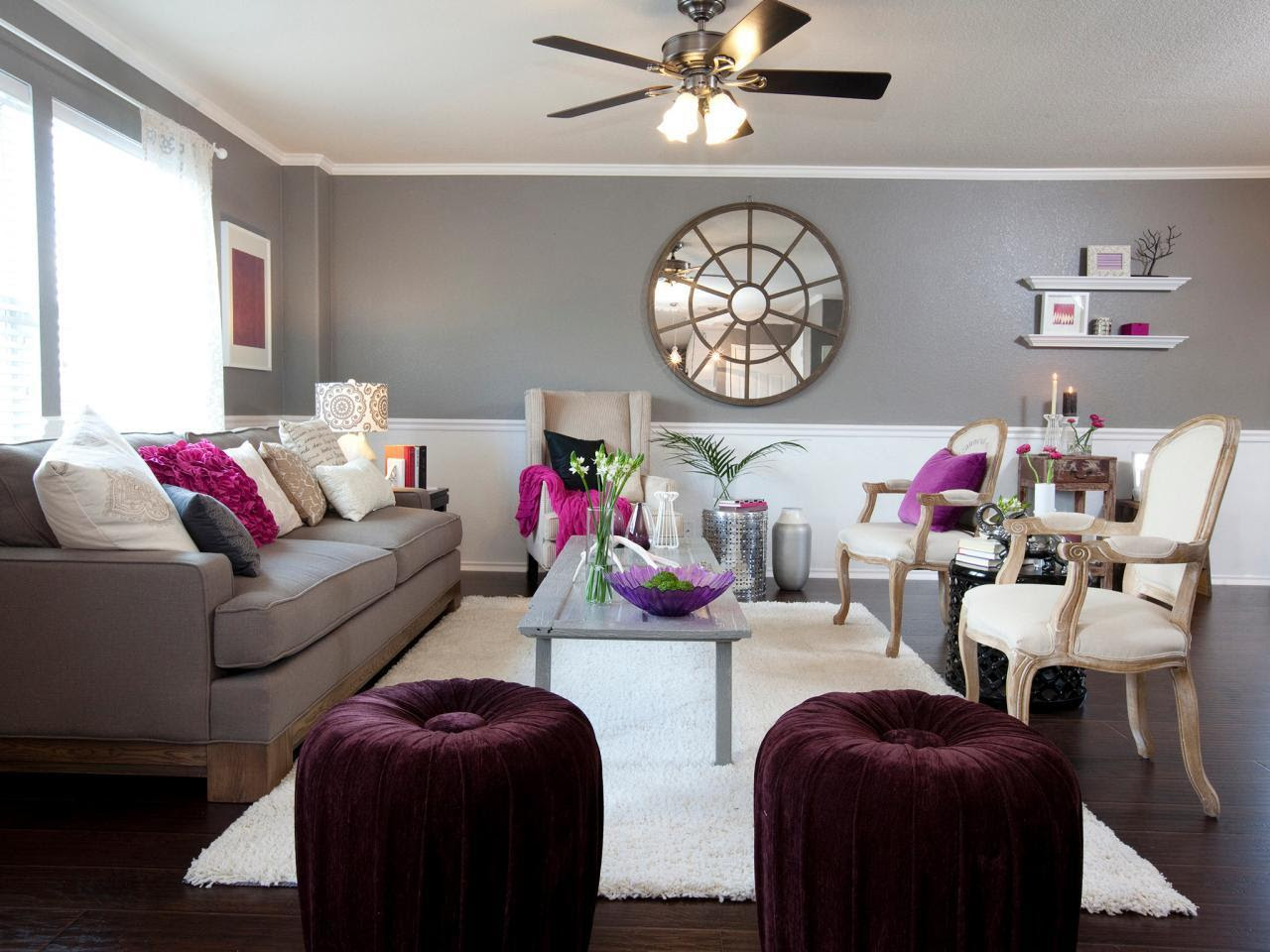 Plum And Grey Living Room | Zion Modern House