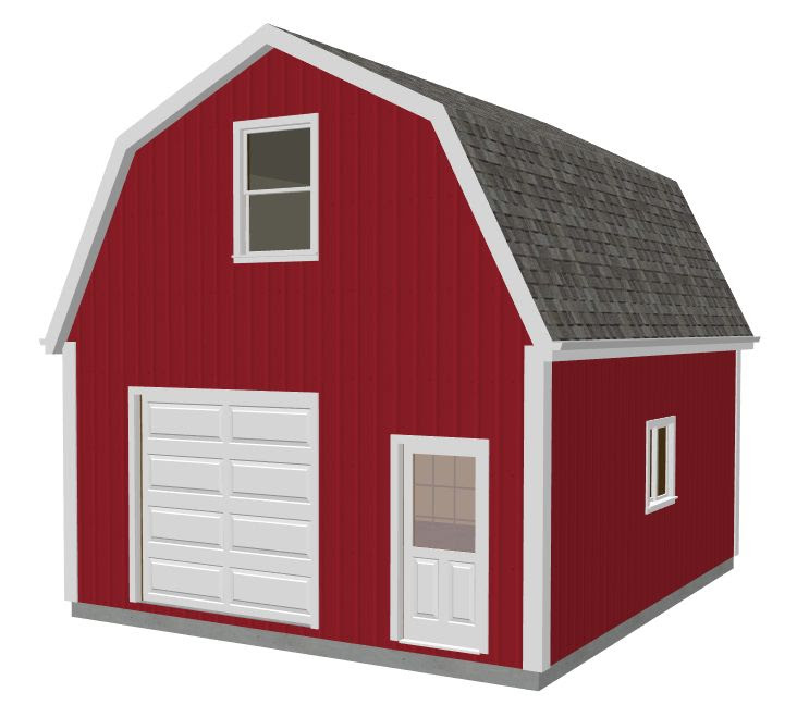 g524 20 X 24 X 10 Gambrel Garage Barn Plans PDF and DWG