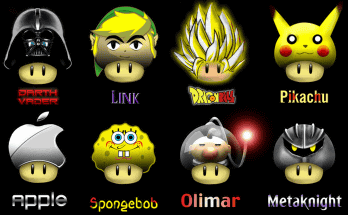 マリオのキノコを様々なキャラクターなどとコラボレーションさせた画像