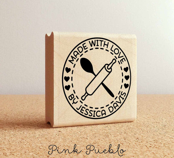 Personalized Made with Love Rubber Stamp, Label Stamp For Baking