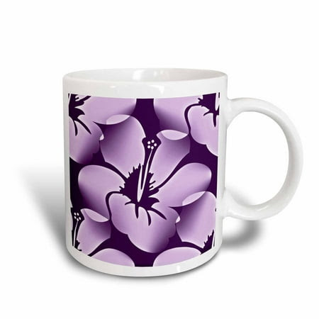 3dRose Lilac Hawaiian Hibiscus Flowers - Floral Print - Tropical Art, Ceramic Mug, 15-ounce