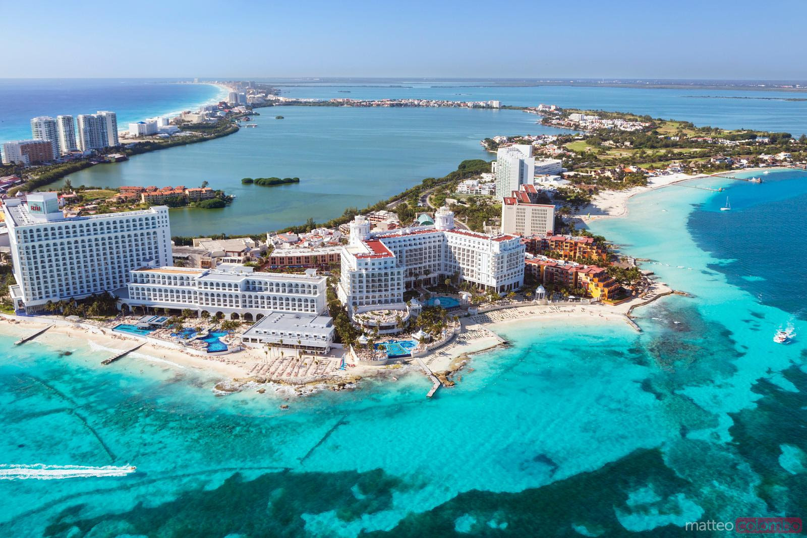 Matteo Colombo Photography | Aerial view of Cancun hotel zone, Quintana