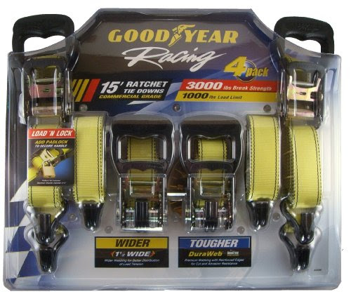 Allied International 42390 Good Year Racing Commercial Grade Ratchet Tie Downs 4-Pack On Sale