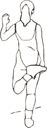 person stretching thigh muscle