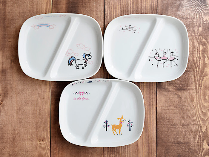 おしゃれな子供食器ブランドのランチプレート 女の子に人気のかわいい絵柄の仕切り皿です