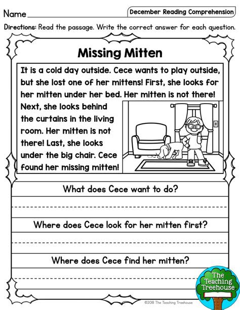 After they read the passage, students then answer the comprehension questions that follow. december reading comprehension passages for kindergarten and first