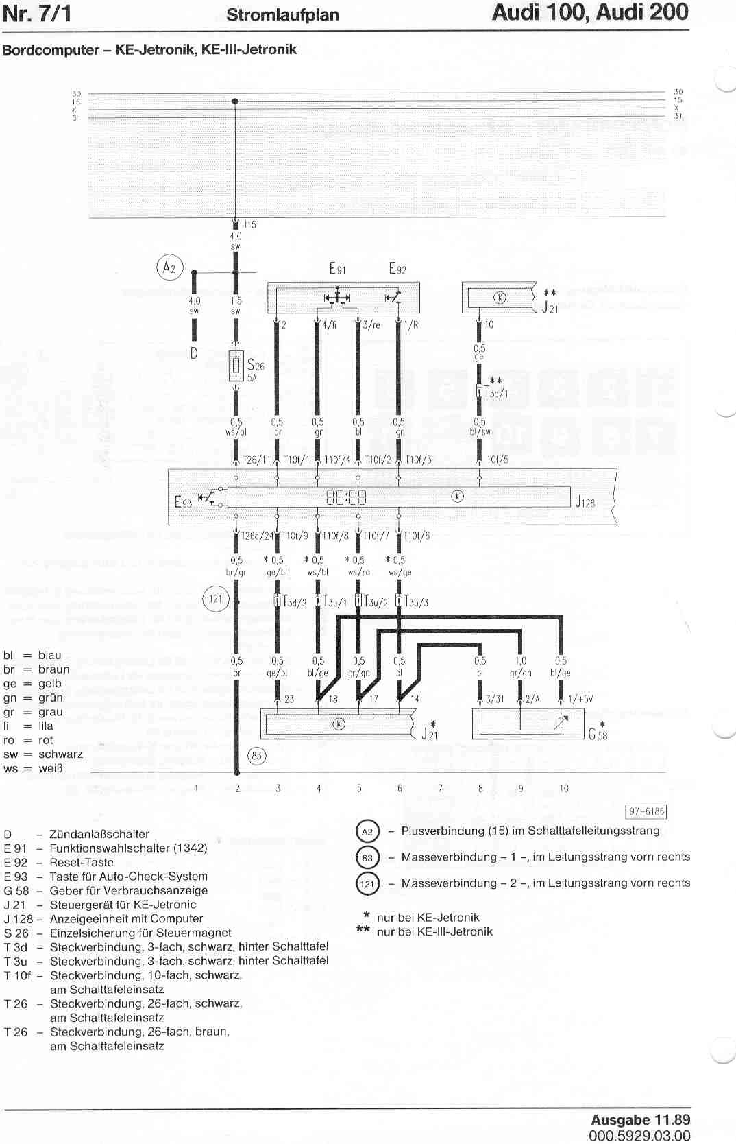 Audi 100/200 Factory Wiring Diagrams