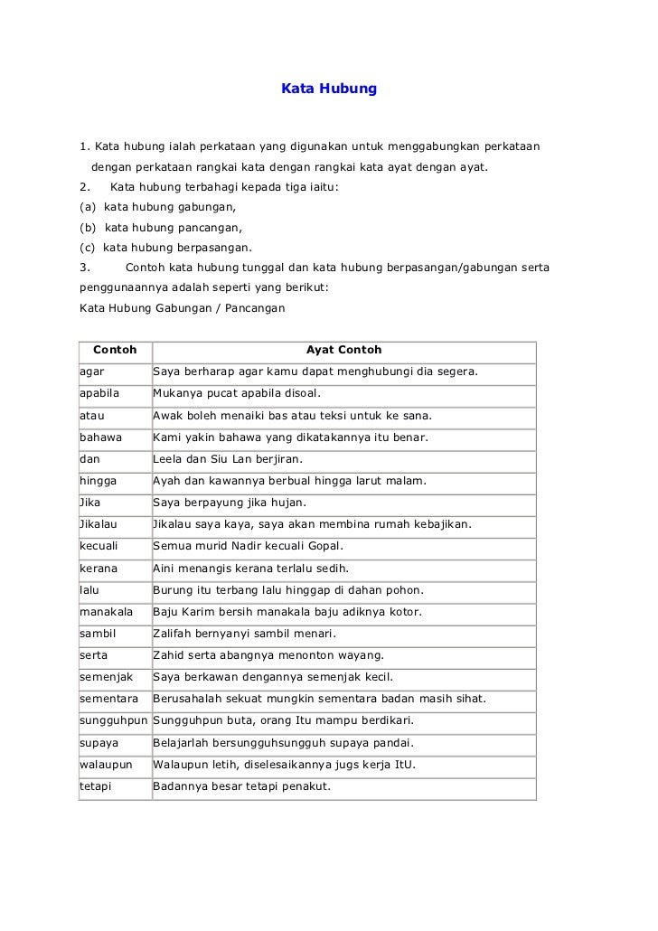 Kata Hubung Kata Hubung