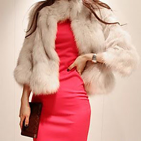 Long Faux Fur trekvart Sleevers Jacket